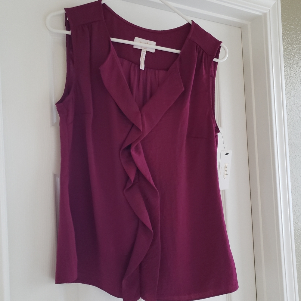 Laundry by Shelli Segal, size 10, side zip, ruffled sleeveless blouse